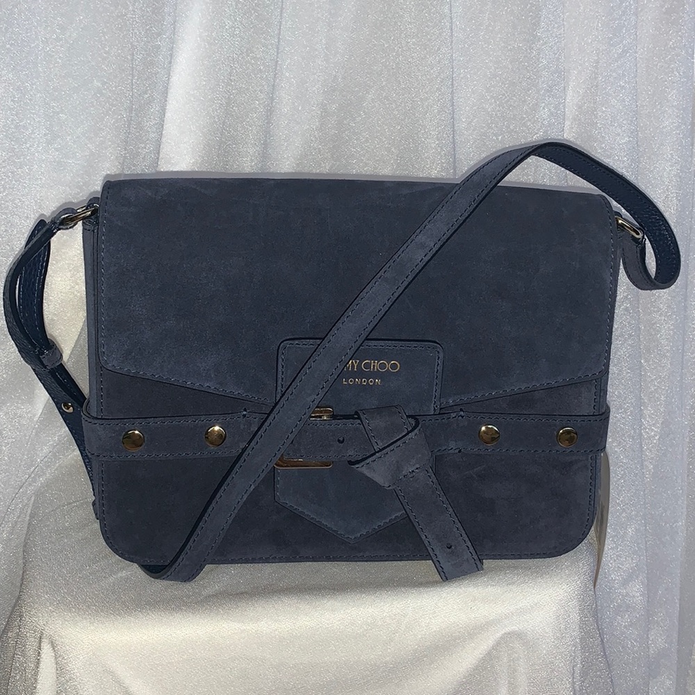 Brand New Jimmy Choo Lexie Crossbody bag in Navy Suede